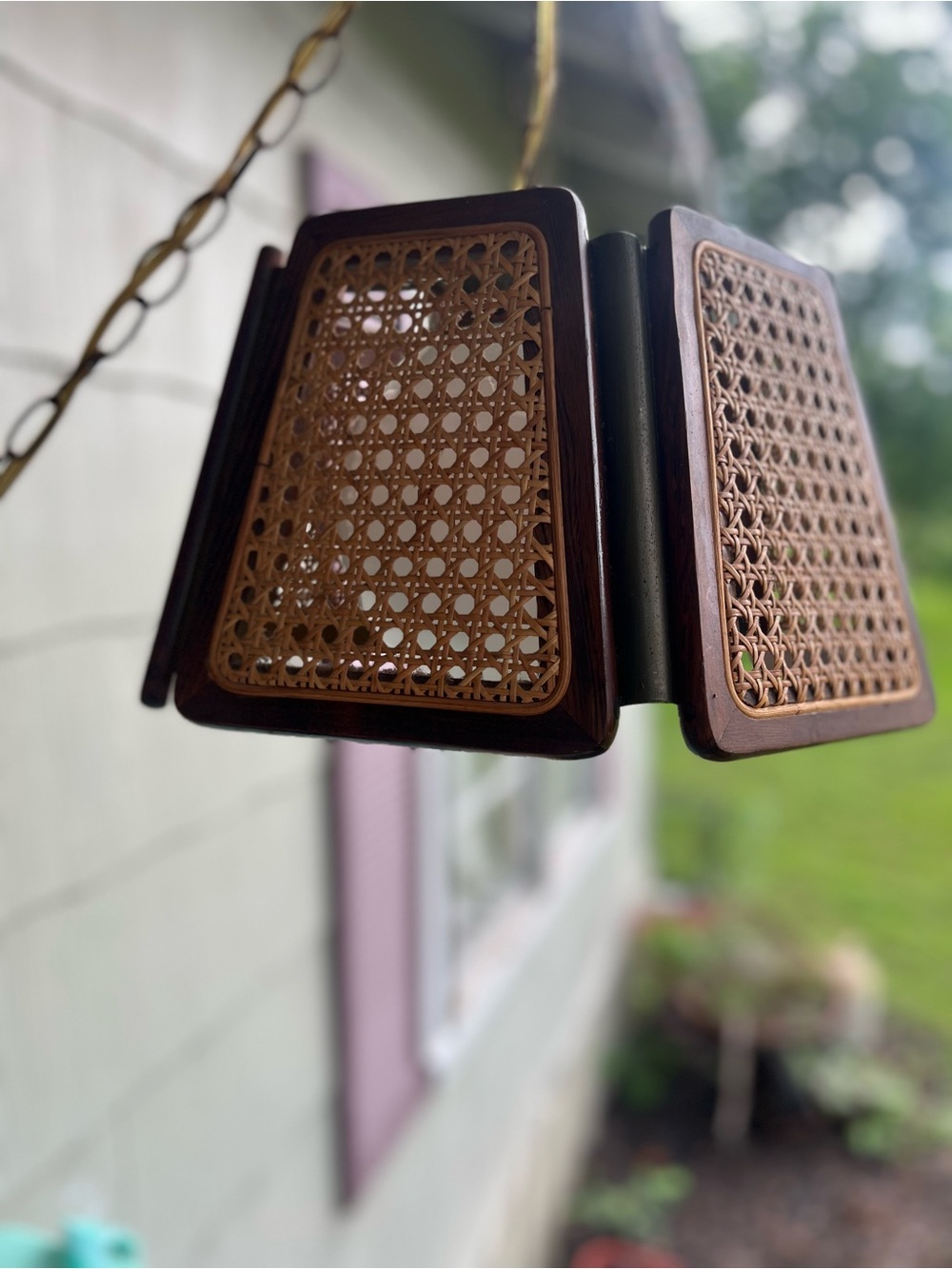 Woven Rattan Pendant Light - Brown Wood